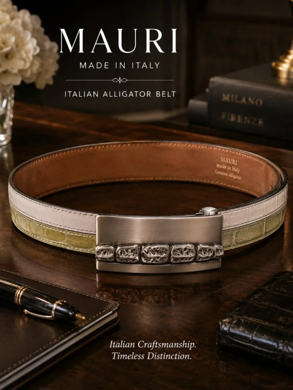 Mauri Handmade Genuine Alligator Belt – Made in Italy | Adjustable 41